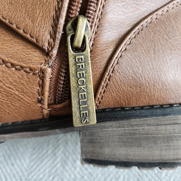 Breckelles Brown Ankle Boots with Gold Studs - Picture 6 of 9